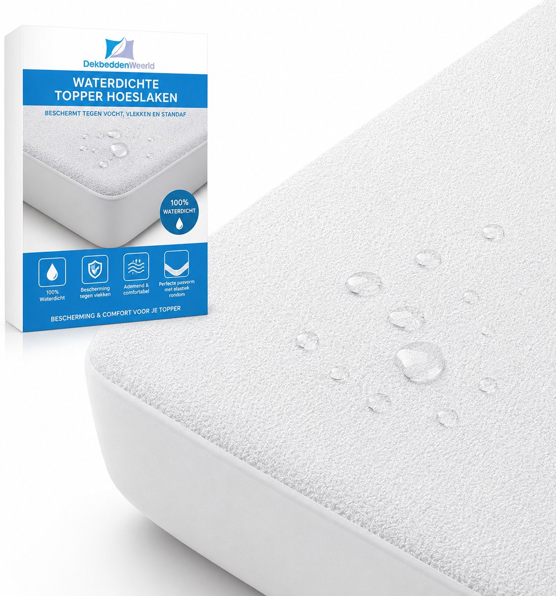 waterdichte Topper hoeslaken- Molton Waterdicht- Anti allergie- tweepersoons- 160x200+17CM