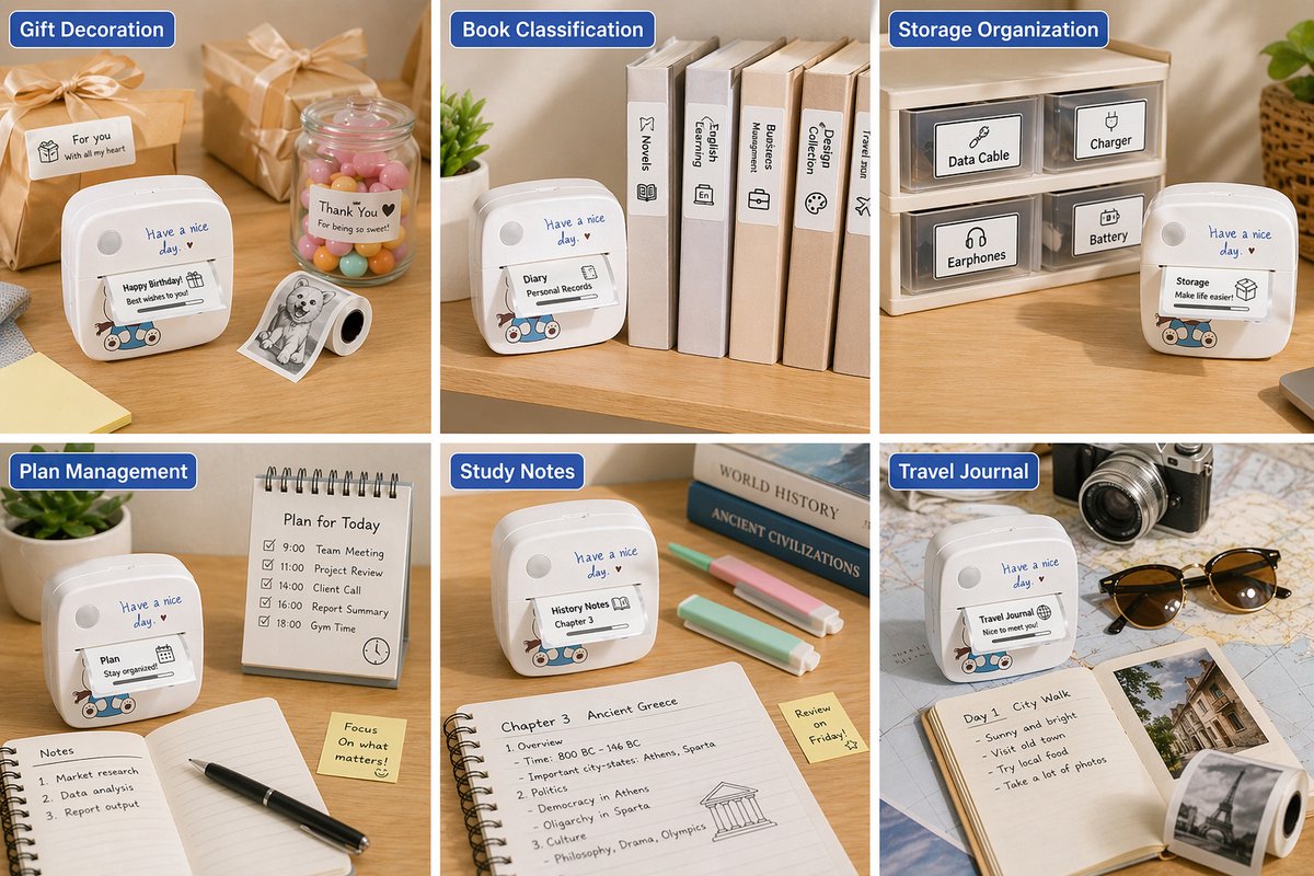 Picoo mini bluetooth thermische printer met 14 rollen thumbnail 4