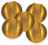 5-set LMPN® nylon lampionnen - goud - 25cm - voor buiten