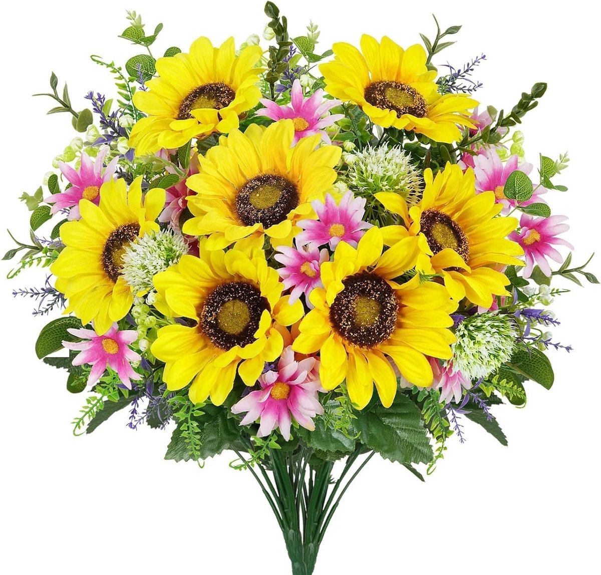 Kunstzonnebloemen in 2 Bosjes voor een Kleurrijke Decoratie en Langdurige Bloemstukken