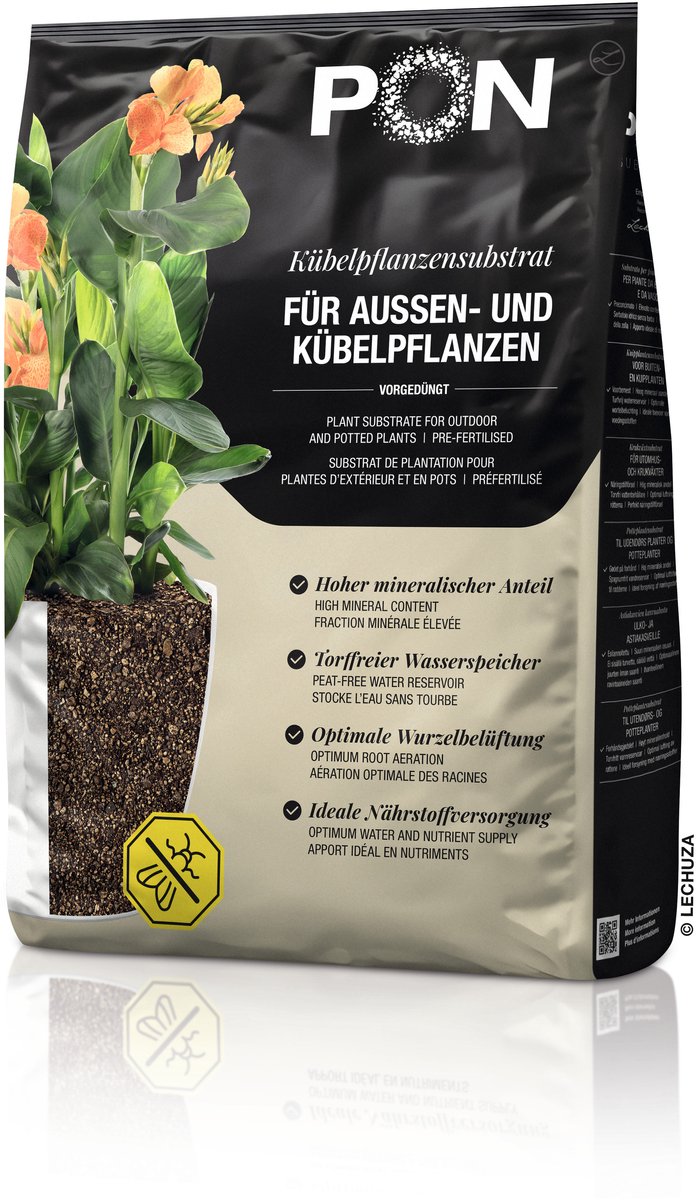 LECHUZA TERRAPON 6 liter - Hoogwaardig plantensubstraat - combineert humus met minerale componenten - Voorbemest voor 6 tot 8 maanden - ALTIJD BETER DAN AARDE!