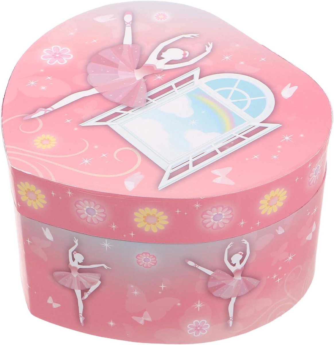 Muziekdoos Sieradendoos - Hartvorm Doosje - Sieraden Opbergen - Dansend Meisje - 14.5 cm - Roze