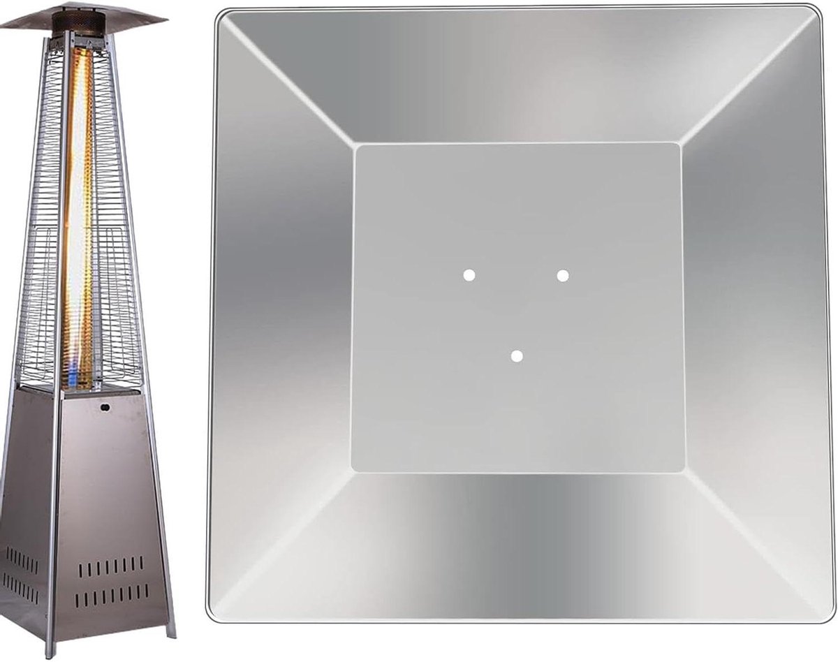 Terrasverwarmer Koepel - Warmte Reflector - Buitenruimte Verhogen - Universele Compatibiliteit - 49.5 x 8.1 cm - Zilver