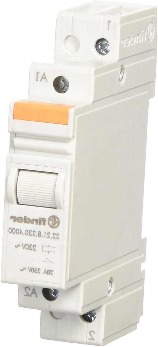 Installatiebeschermer - Serie relais - Stroomkring schakelen - Met testknop - 1 module breed - Grijs