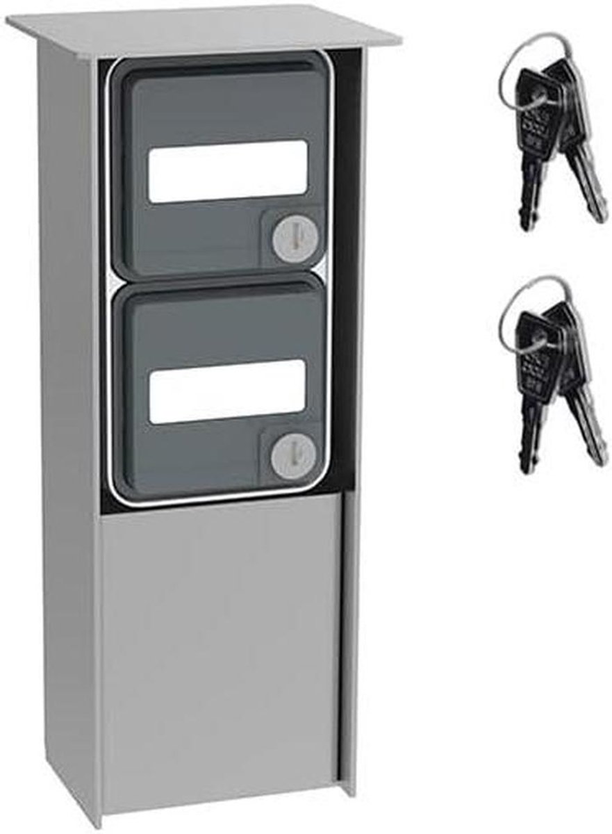 Stopcontact Zuil - Buiten Stroompunt - Tuin Verlichten - Roestvrij Staal - 25 x 10.5 cm - Grijs