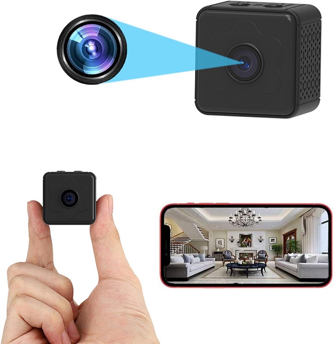 Verborgen Camera - Kleine Beveiligingscamera - Huisbeveiliging - Magnetische Montage - 1080P HD - Zwart