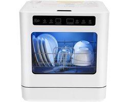Compacte Vaatwasser - Mini Tafelmodel - Snel Servies Reinigen - Vier Wasprogramma's - 43x39x46 cm - Wit