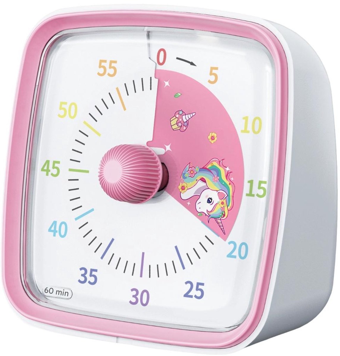 EXCITAT Visuele Timer - Afteltimer - 60 Minuten Tijdsmanagement Tool - Geruisloos Mechanisme met Kleurenschijf - 3 Alarmmodi - Geschikt voor Kinderen, Volwassenen en ADHD - roze