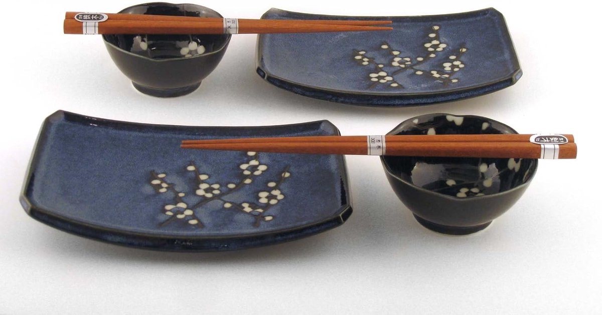 Sushi Set - Eetset Servies - Romantisch Dineren - Vaatwasmachinebestendig Rechthoekig - 2.4 Pond - Blossom