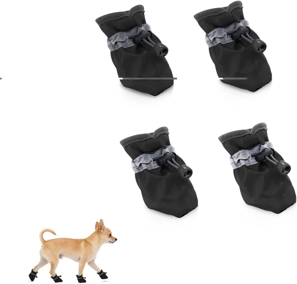 4 Stuks Zachte Ademende Hondenschoenen met Verstelbaar Trekkoord en Antislip Zool voor Pootbescherming, Ideaal voor Binnen en Buiten in Lente en Zomer (Zwart, S)