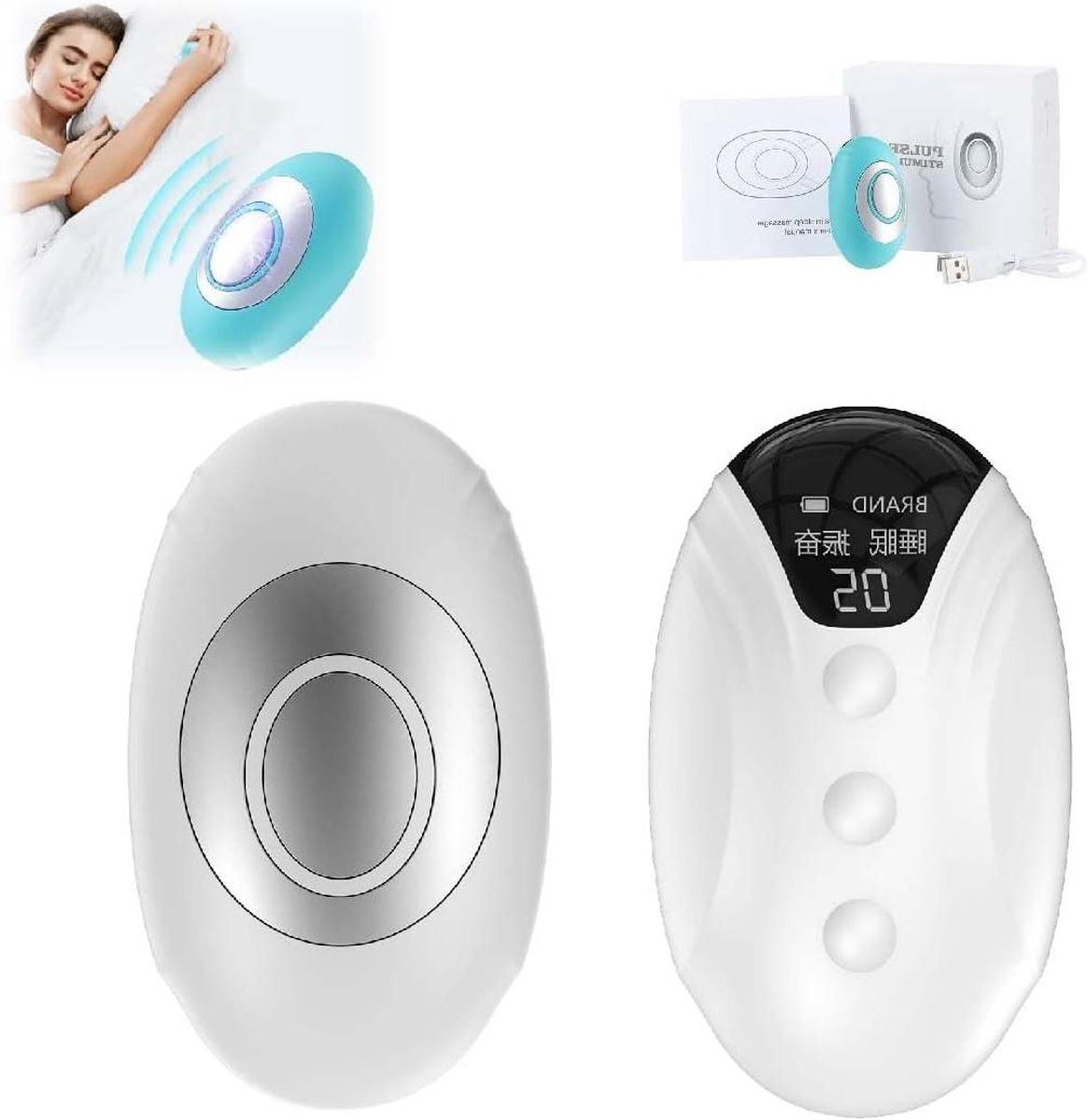 Handheld Slaaphulp Apparaat - Slaap Instrument - Ontspanning Bevorderen - Twee Frequentie Modes - 65 cm Hoog - Wit