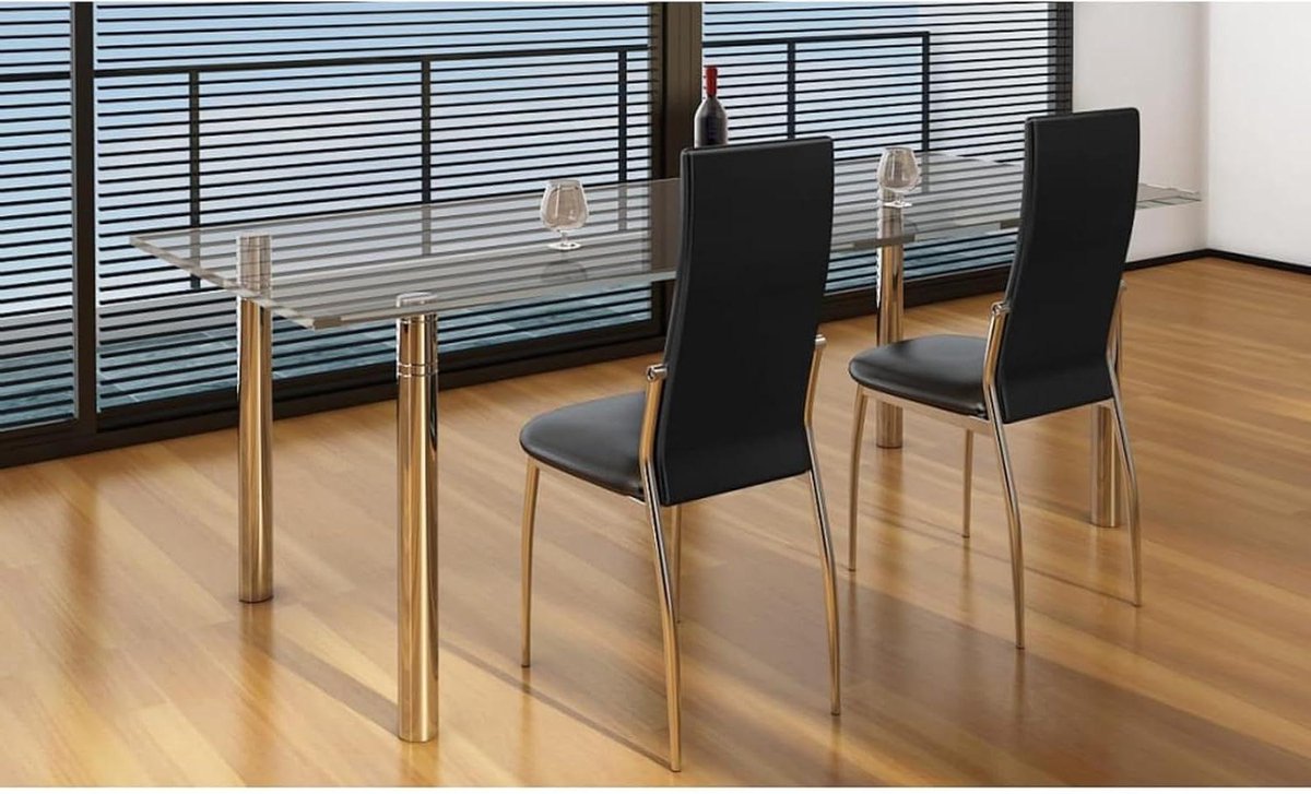 Eetkamerstoelen Set - Tuinstoelen - Buiten Zitten - Ergonomisch Design - 2 stuks - Zwart