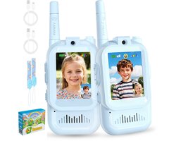 Banzoo Walkie Talkie voor Kinderen - Set van 2 - HD Video & Camera - USB-C Oplaadbaar - Speelgoed - Portofoon - 500m Bereik - Blauw