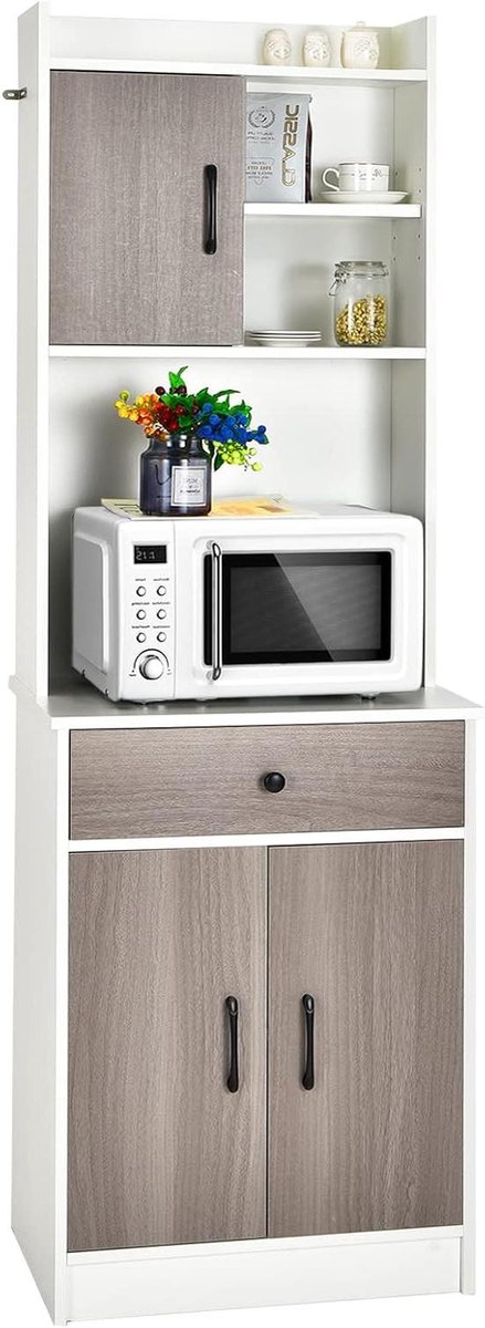 Keukenkast - Opbergkast - Keuken Organiseren - Verstelbare planken - 60x40x180 cm - Wit