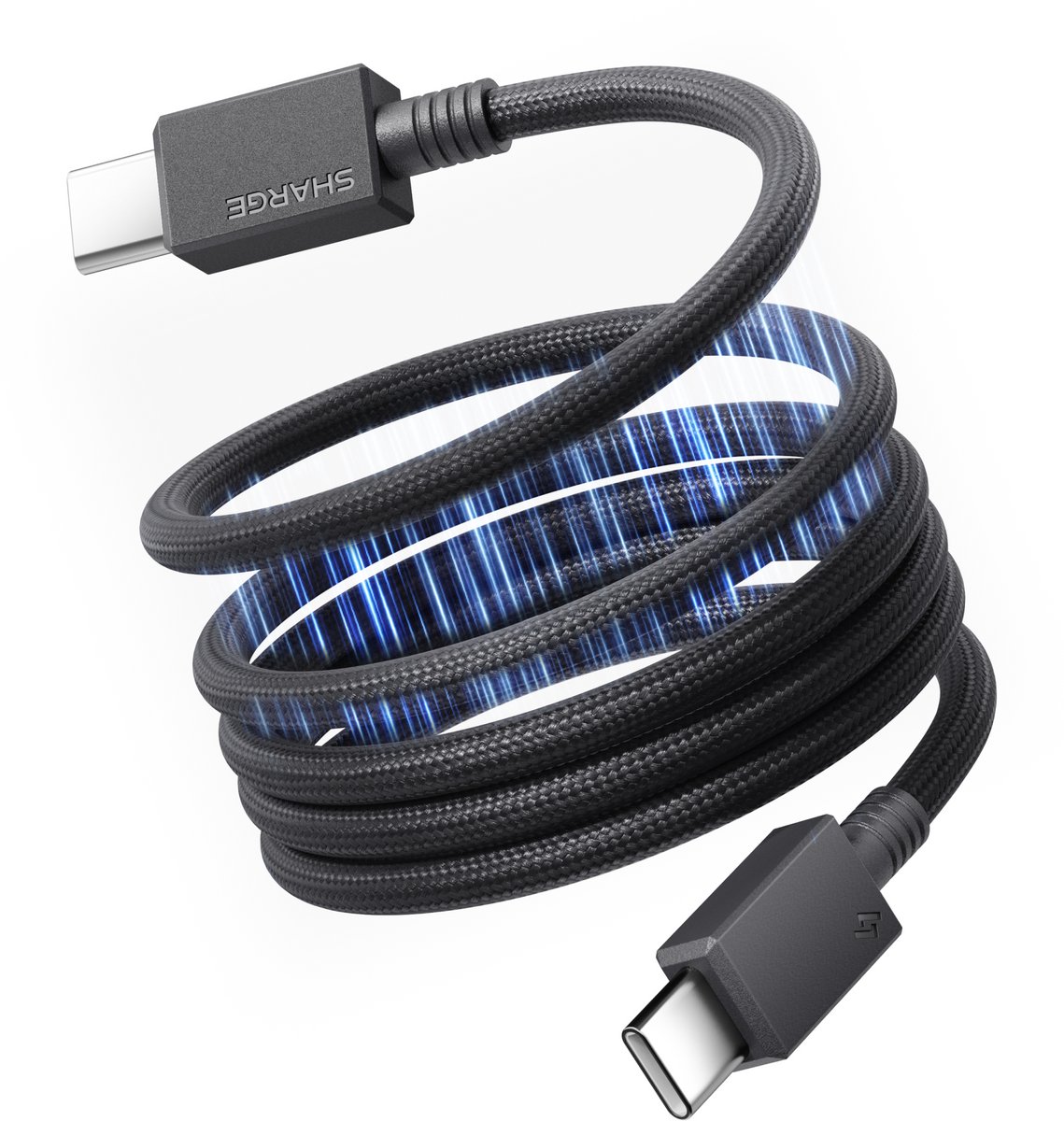 SHARGE MagLoop - 240W Snellaadkabel - Gevlochten magnetische kabel - USB C-C - Zwart