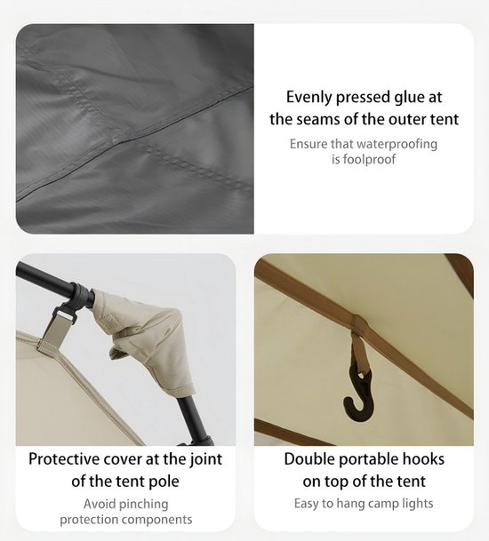 Naturehike Village 6.0 automatic tent - 4 persoons - 4 seizoenen - blackout tent - waterdicht - automatische opzet - inclusief luifel van Naturehike — afbeelding 4