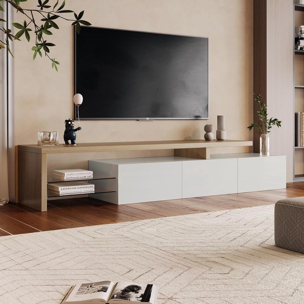 Tv-meubel met opbergruimte - Tv-tafel dressoir - Televisie kijken - Uniek L-vormig ontwerp - 200 x 39 x 42 cm