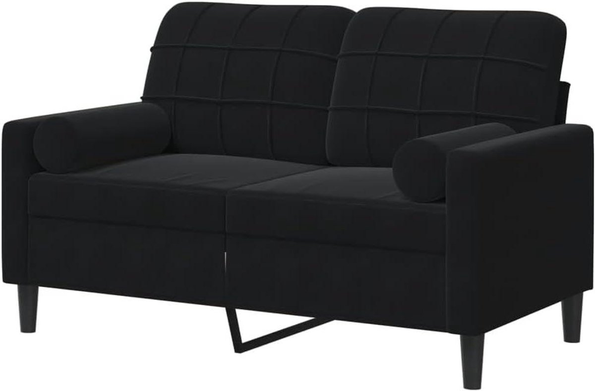 2-zitsbank - Bankje - Ontspannen in Huis - Zacht Fluweel - 120 cm Breed - Zwart