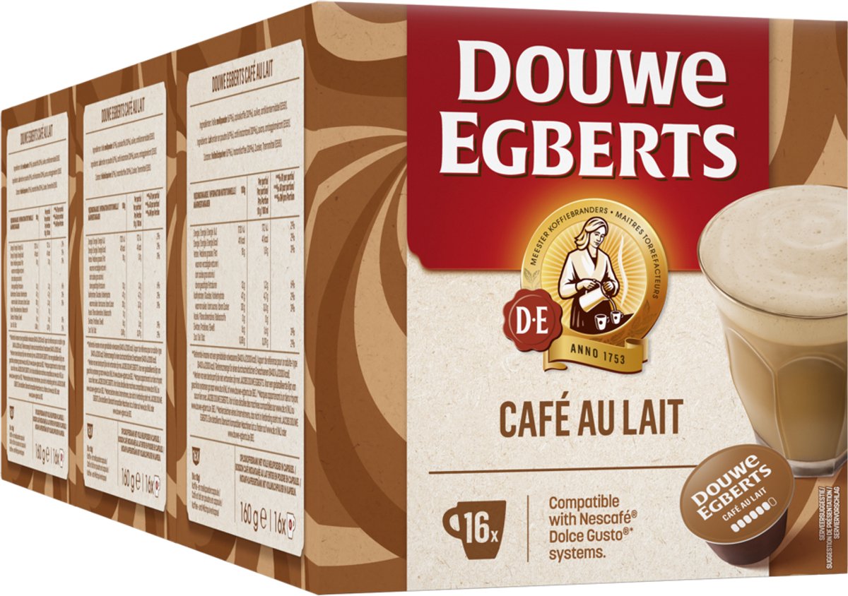 Douwe Egberts Café Au Lait Dolce Gusto Koffiecups- 3 x 16