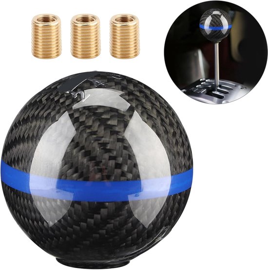 Schakelpook Universeel - Versnellingspook Knop - Verbeter Rijervaring - Eenvoudige Installatie - 3 Adapters - Zwart Blauwe Lijn — afbeelding 2