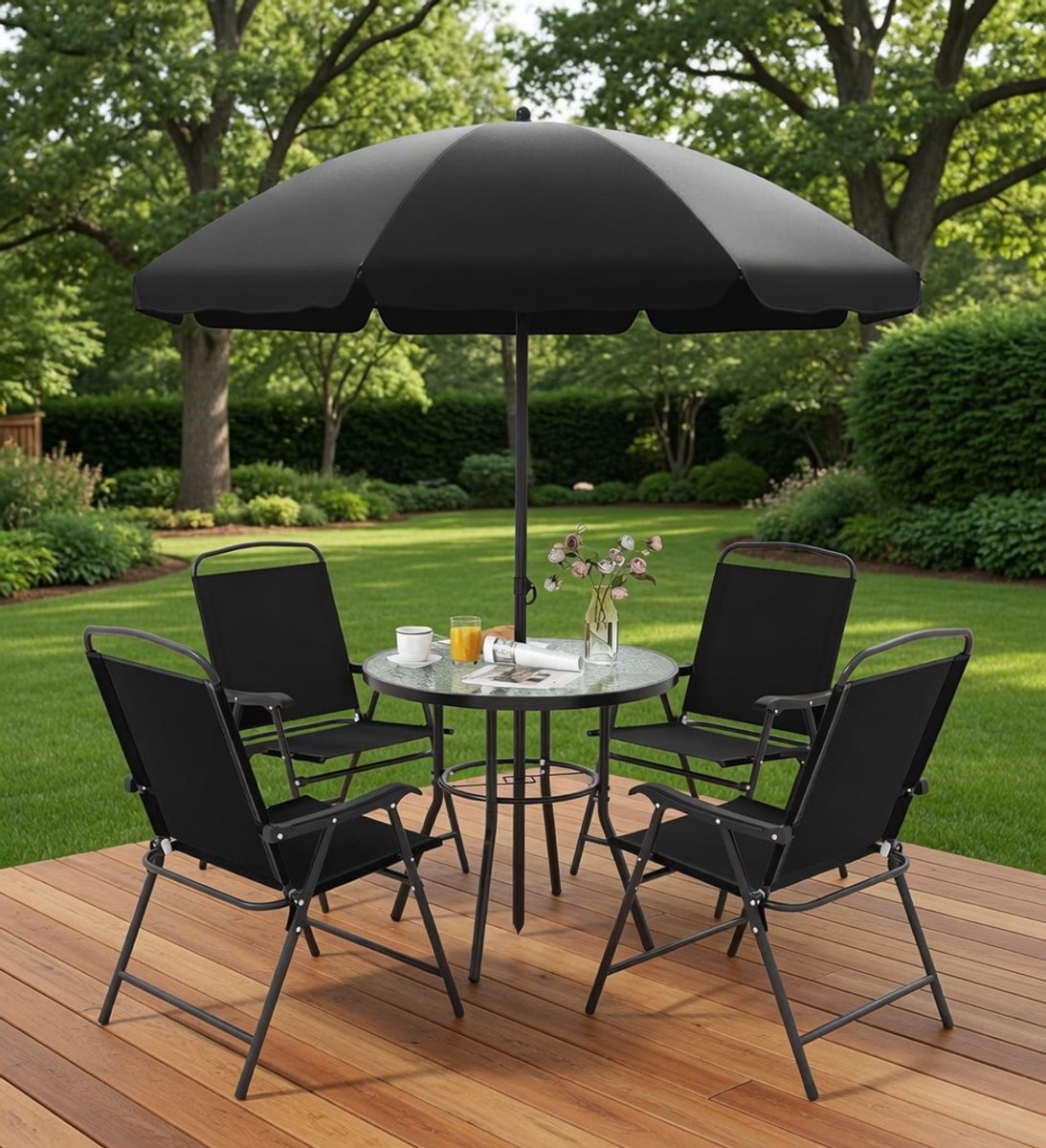 Luxe Poly Rattan Tuinset – Weerbestendig – Zwart – Industrohome