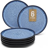 Pure Living Ibiza Dark Dinerborden - 6 stuks - Ø 26 cm - Donkerblauw (Diepblauw) - Aardewerk - Magnetron & Vaatwasserbestendig