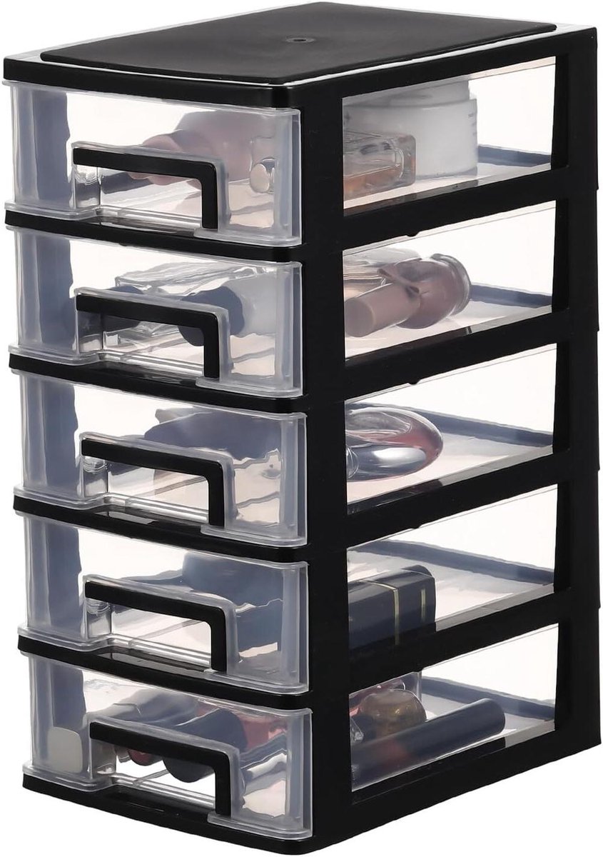 Opbergkast met laden - Lade organizer - Bureau opruimen - 5-laags ontwerp - 21x15x31 cm - Zwart