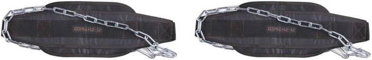 Fitness Riem - Sportschool Riemen Gym - Gewichtheffen - Verstelbare Stalen Ketting - 87.5 x 17 x 3 cm - Zwart