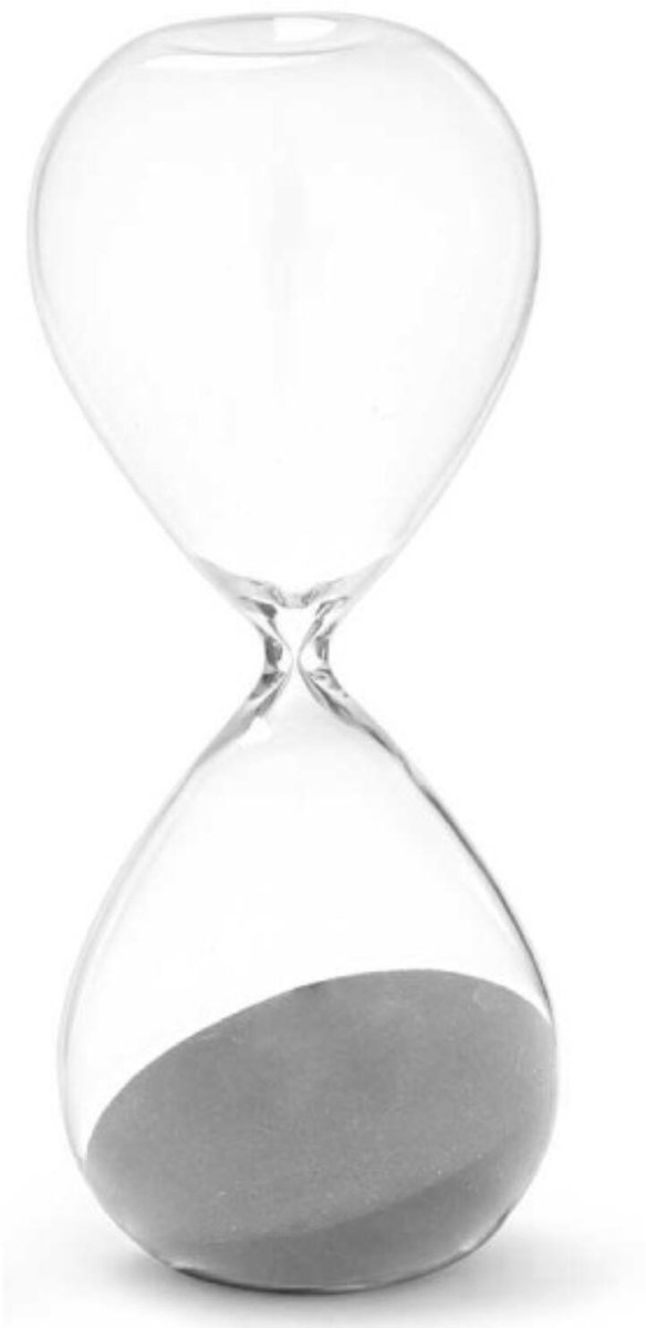 Gift Decorzandloper cilinder XL - grijs - decoratie of tijdsmeting - 35 minuten - glas - D9 x H25 cm