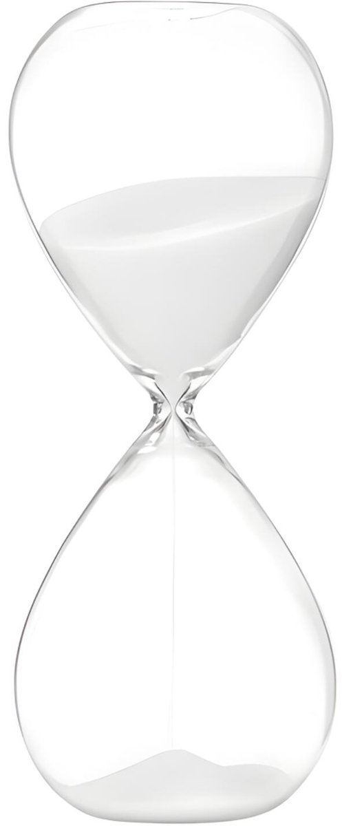Gift Decor Zandloper cilinder XL - wit - decoratie of tijdsmeting - 30 minuten - glas - D8 x H25 cm