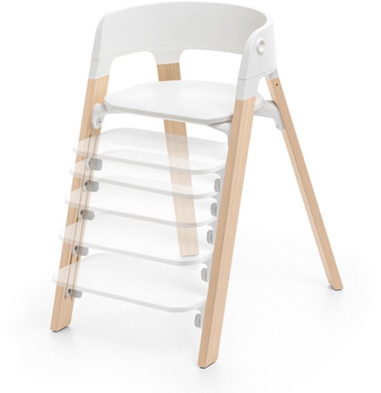Stokke Steps Kinderstoel - Bundel met babyset, veiligheidstuigje en tray - White/Natural van Merkloos — afbeelding 3