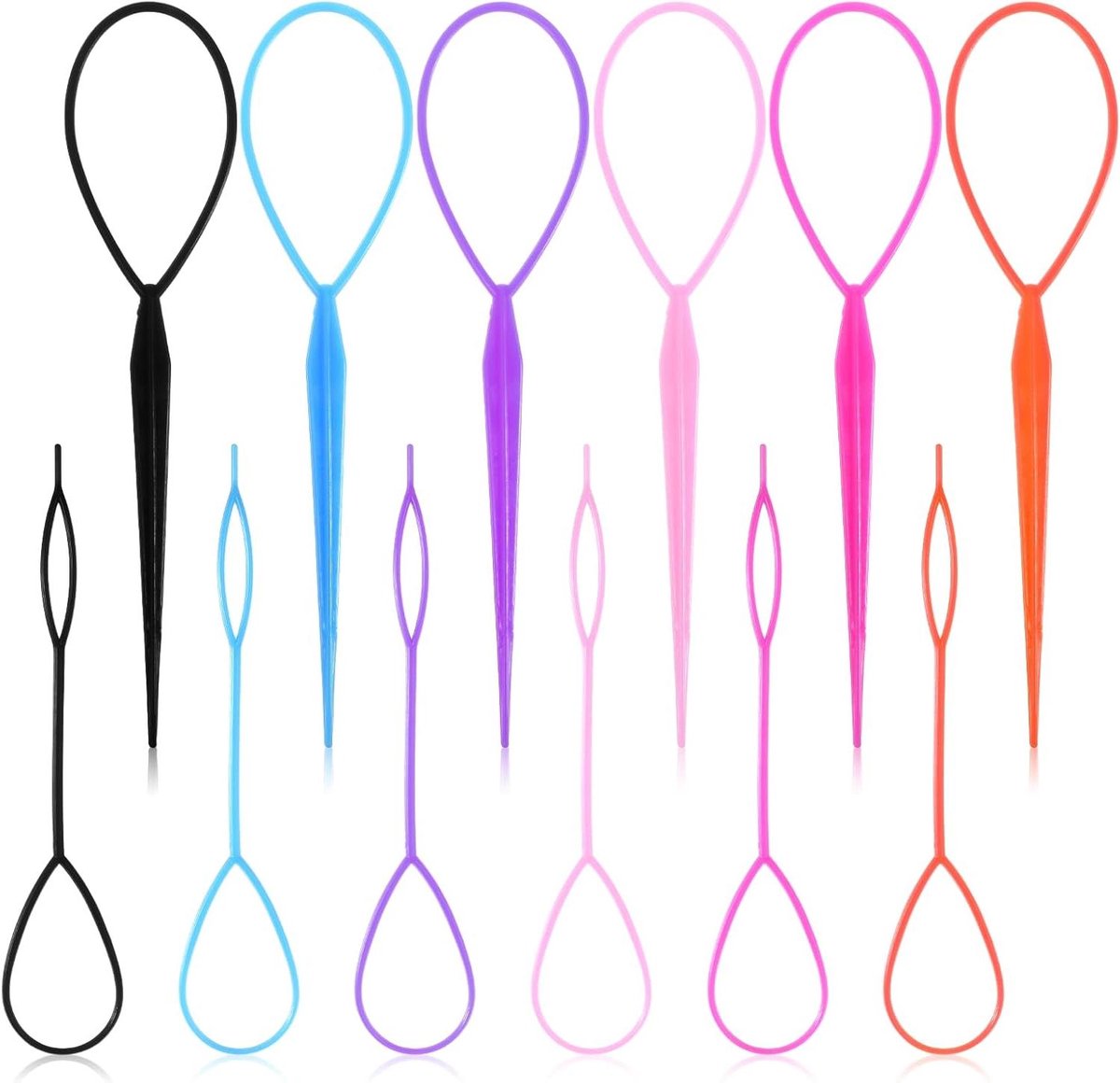 Haar Styling Set - Vlecht Gereedschap - Kapsels Maken - 12 Delig Inclusief Maten - 6 Kleuren - Multicolor