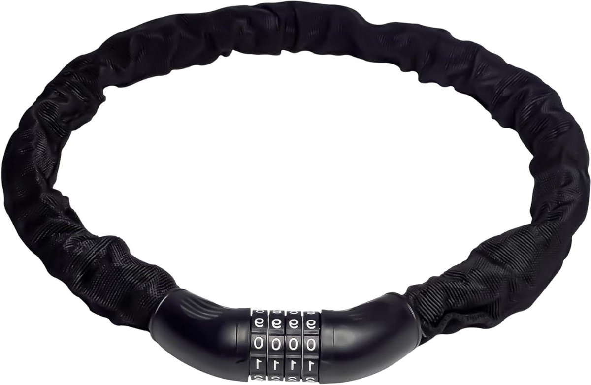 Ketting met slot - Combinatieslot - Veiligheid Buiten - 4-cijferige code - 1 meter - Zwart