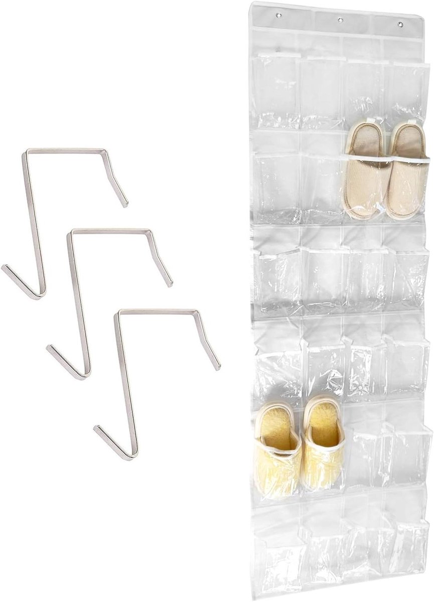 Deur Organizer - Schoenenrek - Ruimte Besparen - 24 Vakken - 64 x 18.5 Inch - Wit