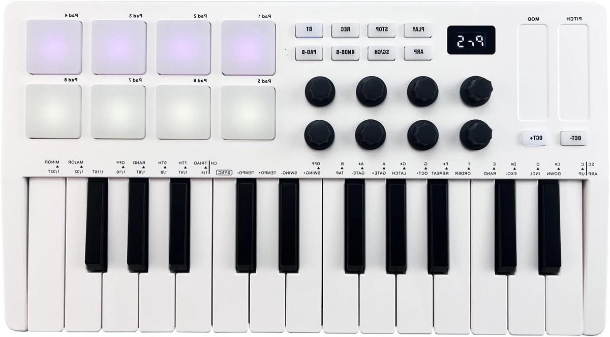 MIDI Keyboard - Controller - Muziek Maken - Aanslaggevoelig - 25 Toetsen - Zwart