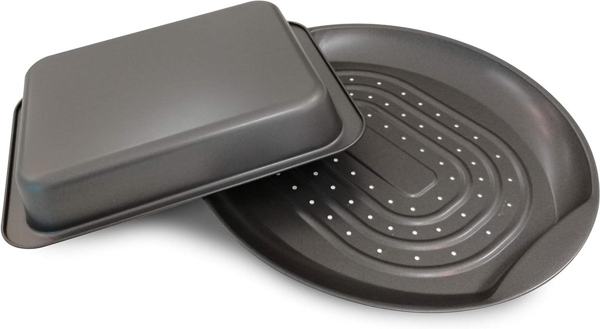 Bakvorm Set - Ovenschaal & Bakplaat - Lasagne en Friet - Non-stick Coating - 22x28 & 39x34cm - Grijs