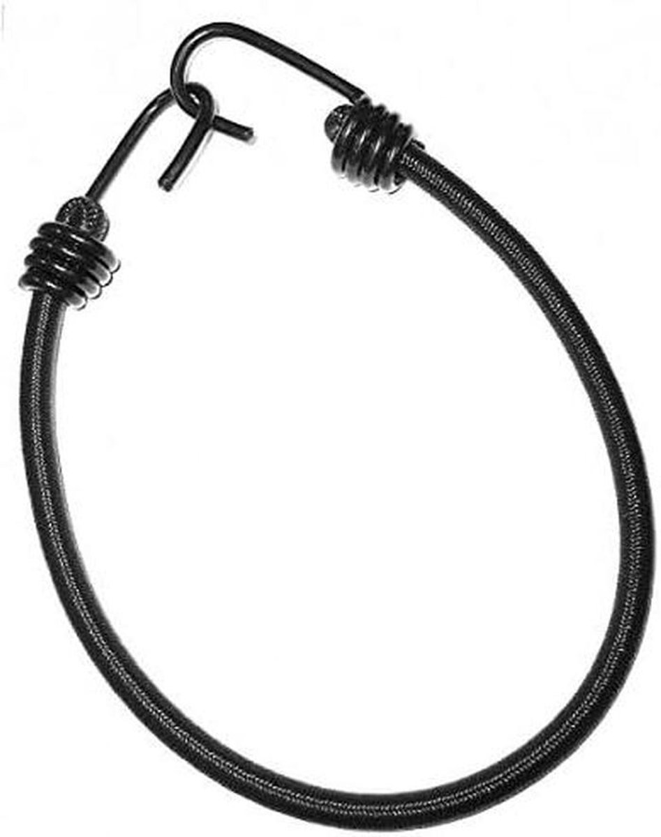 Zeilspanner Bagagerubber - Spanband Expander - Bagage Zekeren - 2 Spiraalhaken - 8mm x 100cm - Zwart