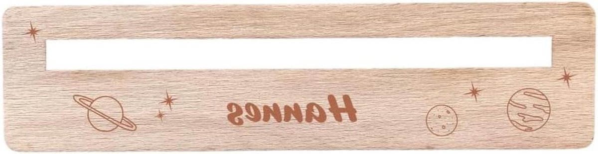 Leesliniaal Kinderen - Leeshulp Hout - Leren Lezen - Gepersonaliseerd Naam Gravure - 20 x 5 cm - Planeten