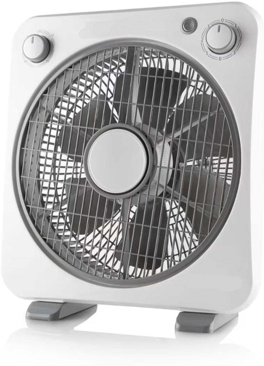 BIXc®- Vloerventilator, 6 vleugels, draaibaar, 3 snelheden, roterende diffuser, 60-minuten-timer, 40W