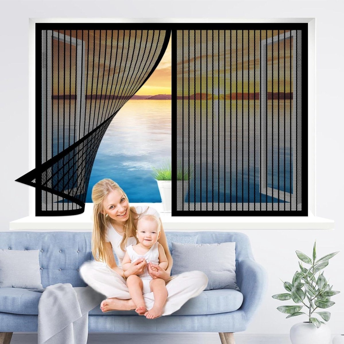 Magnetische Horren - Vliegenhor Raamscherm - Frisse Lucht Binnen - Automatisch Sluitend - 125 x 170 cm - Zwart