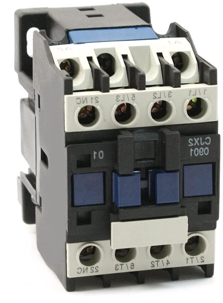 Motor Contactor - Elektronische Starter - Industriële Elektronica - 3-Fase 9A - 35 mm DIN-rail - Zwart Wit