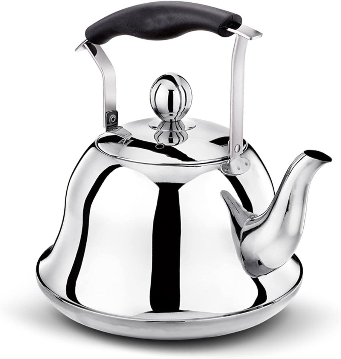 Theepot met Fluit - Waterkoker Fornuis - Water Koken - Roestvrij Staal 304 - 3 L - Zilver