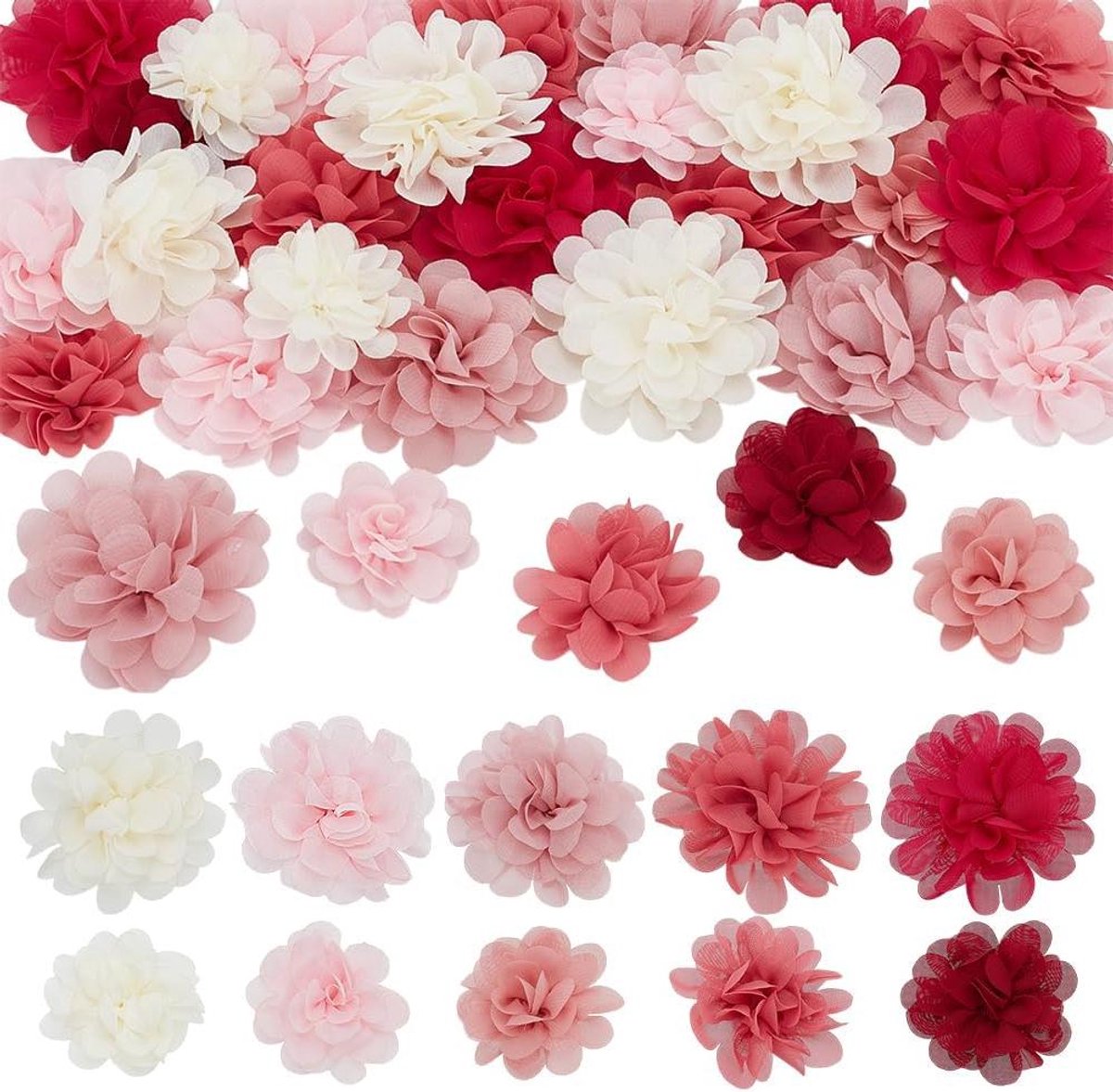 Chiffon Bloemen Applicaties - Stof Bloemen Ruches Bloemen - Kleding Decoratie - Zacht en Licht Materiaal