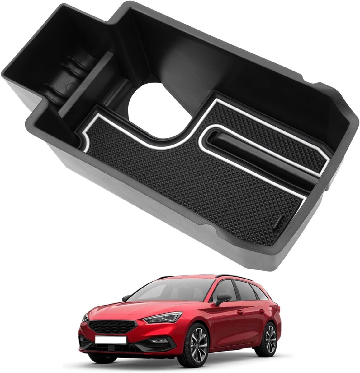 Opbergdoos voor Console in Seat Leon MK4 en Cuprα Formentor 2020-2025, met Antislip Bodem en Diverse Planken voor Extra Opbergruimte