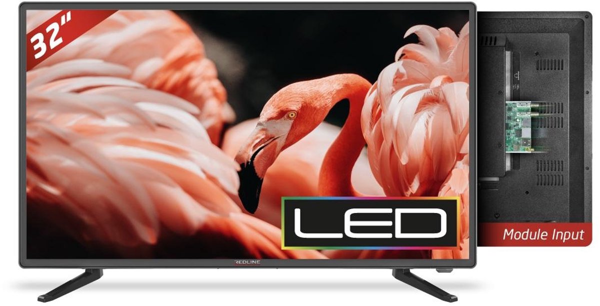 Redline PS-32 32 inch LED Monitor – HD Ready, 1366x768, HDMI, VGA, USB, 10W speakers, geschikt als monitor en tv