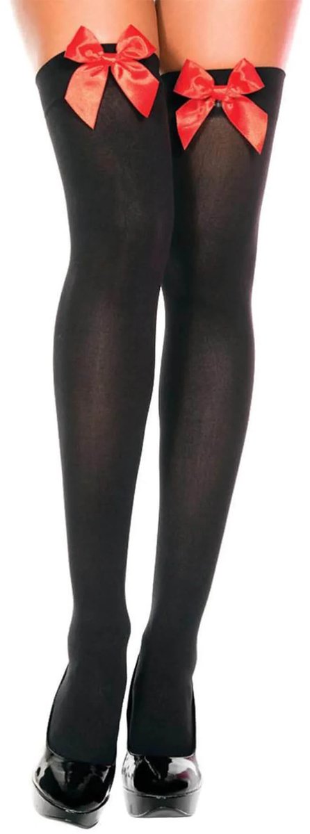 Zwarte Kousen met Strikdetail - XS tot XL