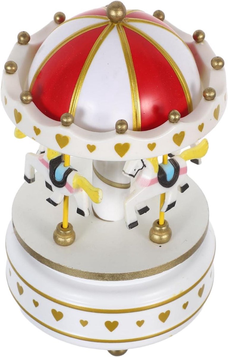 Draaiende muziekdoos - Carrousel decoratie - Feestelijke sfeer - Handmatig opwindbaar - 185 cm hoog - Multicolor