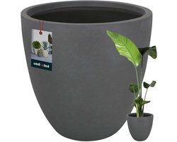 Bloemenvaas Vloerstaand - Moderne Pot - Planten Decoratie - Lichtgewicht Fiberclay - 46x44 cm - Donkergrijs