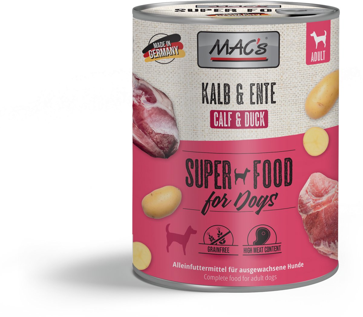 MACs MAC's Hondenvoer Natvoer Blik - 70% Kalf & Eend - 6 x 800g