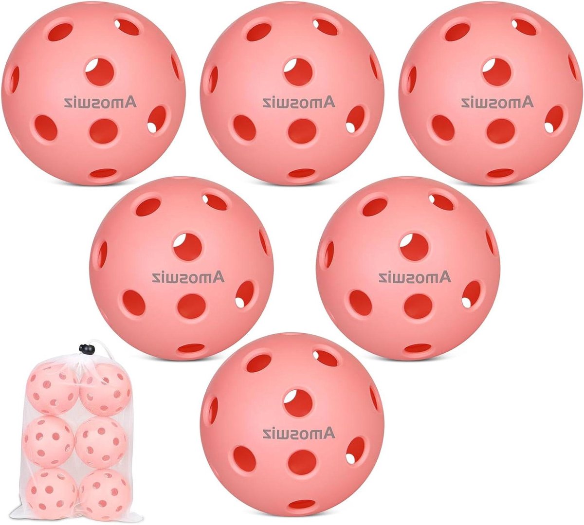Pickleball Ballen - Augurkballen Set - Binnen Sporten - Hoge Zichtbaarheid - 6 Stuks - Roze